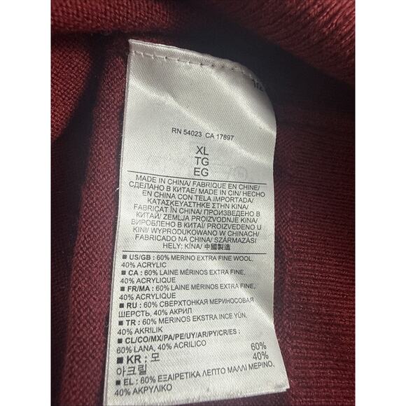 Banana Republic Mens Size XL Merino Wool 1/4 Zip Collared Soft Sweater Wine Red - Picture 6 of 6